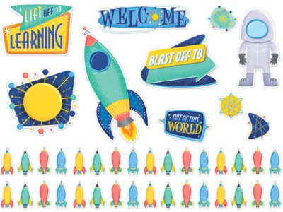 Harloon 41 Pcs Space Themed Classroom Bulletin Board Sets Today is
