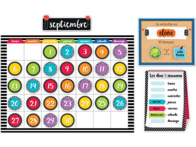 Bold & Bright Spanish Calendar Bulletin Board Set at Lakeshore Learning