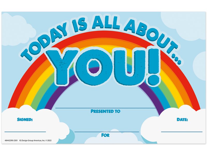 Today Is All About You Certificates at Lakeshore Learning
