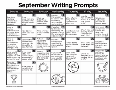 September Writing Prompts | Journal Prompts | Lakeshore®