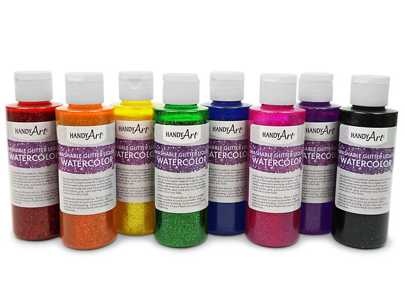 Handy Art Washable Glitter Glue Set, Assorted Colors, Set of 8