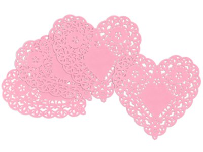 Small Pink Paper Heart Doilies - Set of 100 at Lakeshore Learning