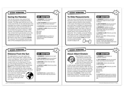 Making Inferences 100 Task Cards Workbook