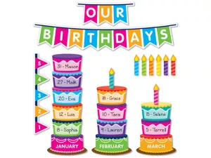 Basic Math Birthday Bulletin Board Set