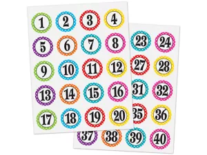 Polka Dot Number Stickers