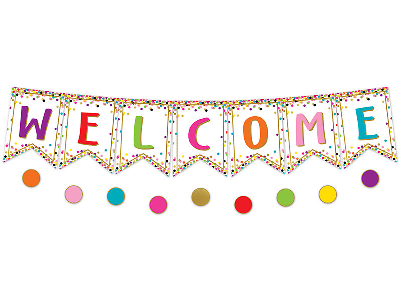 Welcome Pennants Confetti-Themed Banner for Bulletin Board Classroom Decoration 