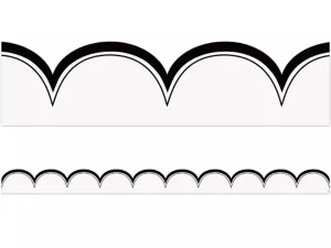 White with Black Scalloped Border