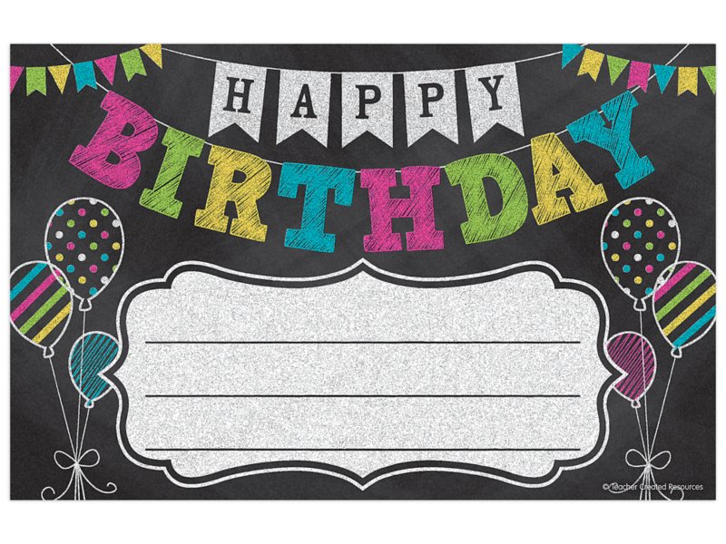 Chalkboard Brights Birthday Certificates at Lakeshore Learning