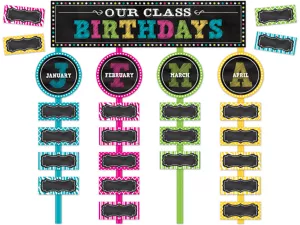 Chalkboard Brights Birthday Bulletin Board Set
