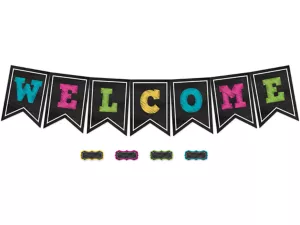 Chalkboard Brights Welcome Pennant Bulletin Board Set