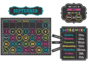 Chalkboard Brights Calendar Bulletin Board Set