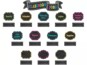 Chalkboard Brights Classroom Jobs Bulletin Board Set