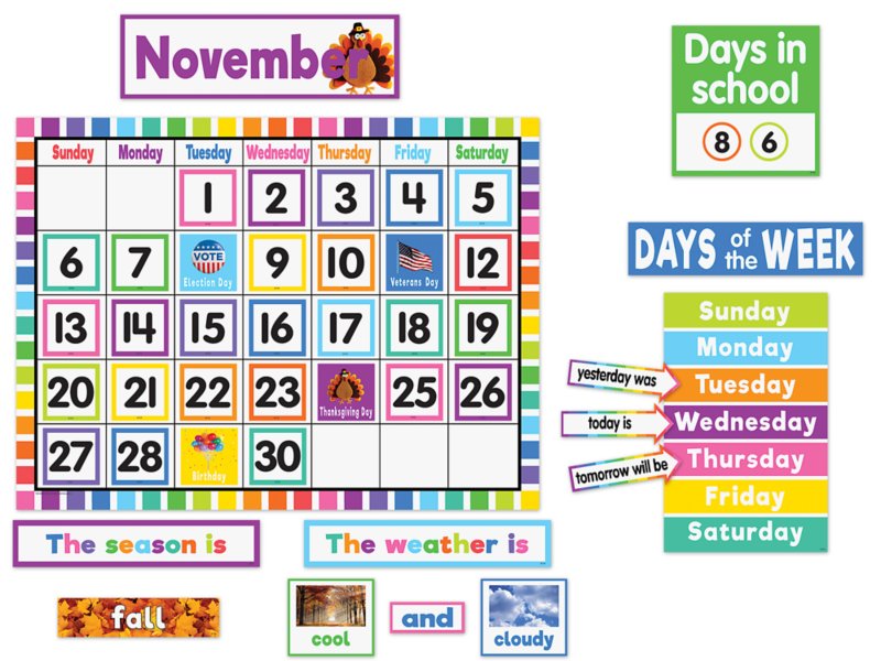 Colorful Calendar Bulletin Board Set at Lakeshore Learning