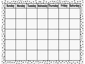 Black&nbsp;& White Classroom Calendar