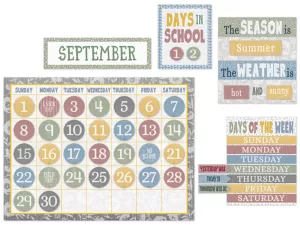 Classroom Cottage Calendar Bulletin Board Set
