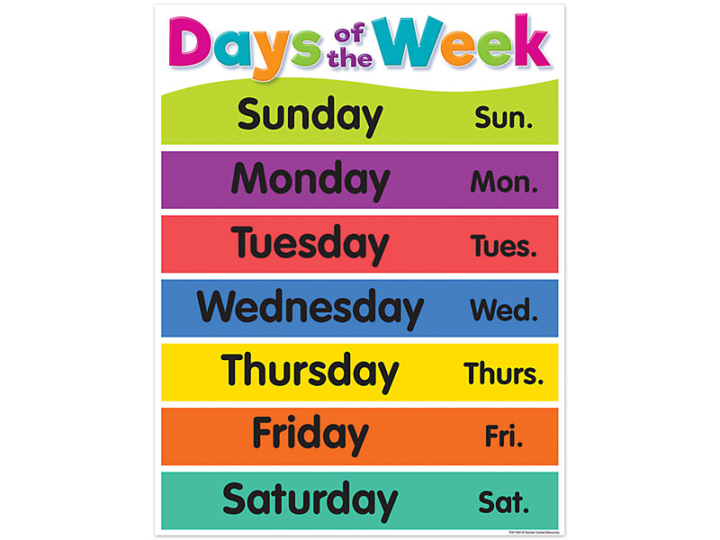 Colorful Days Of The Week Poster At Lakeshore Learning