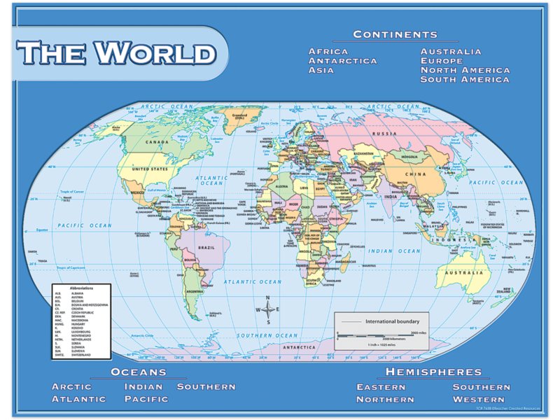 large labeled world map