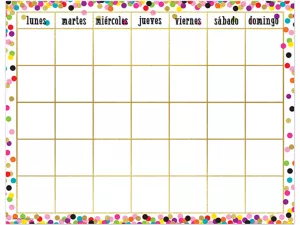 Confetti Spanish Classroom Calendar