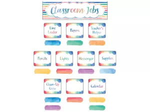 Watercolor Classroom Jobs Bulletin Board Set