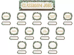 Eucalyptus Classroom Jobs Bulletin Board Set