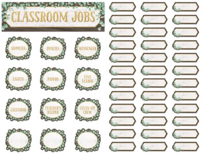 Eucalyptus Classroom Jobs Bulletin Board Set