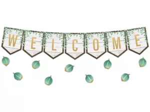 Eucalyptus Welcome Pennant Bulletin Board Set