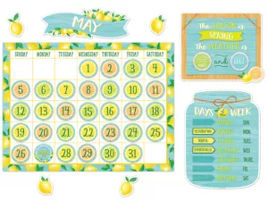 Lemon Zest Calendar Bulletin Board Set