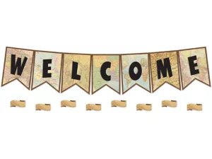 Travel the Map! Welcome Pennant Bulletin Board Set