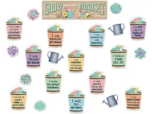 Rustic Bloom Growth Mindset Bulletin Board Set
