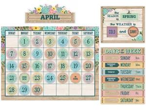 Rustic Bloom Calendar Bulletin Board Set