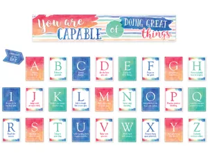 Watercolor Alphabet Card Motivational Bulletin Board Set