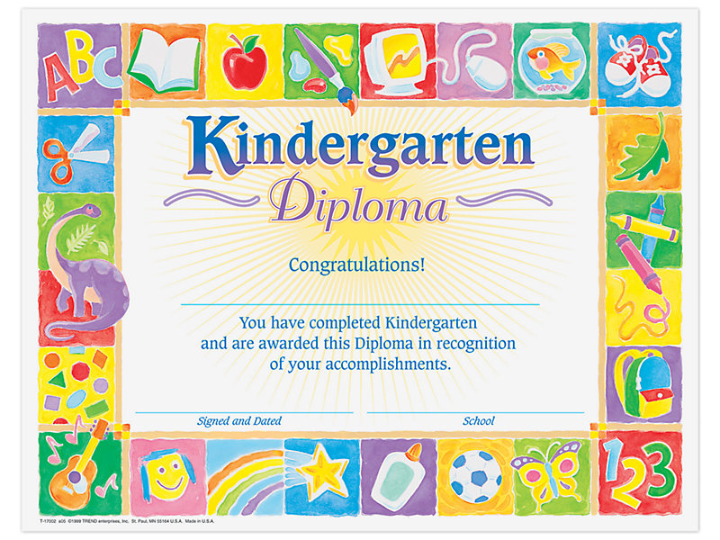 Kindergarten Diploma By Really Good Stuff 