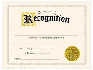 Certificate of Recognition Awards