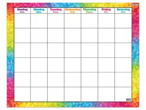 Colorful Brushstroke Write&nbsp;& Wipe Classroom Calendar