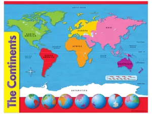 The Continents World Map Poster