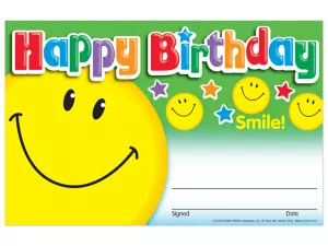 Smile! Birthday Certificates