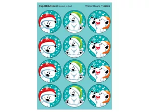 Winter Bears Large Peppermint-Scented Stickers