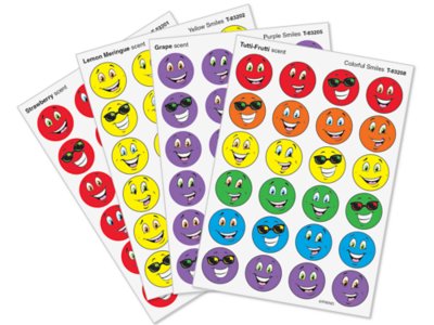 Scratch 'n' Sniff Smiley Face Stickers Single Package Listing 