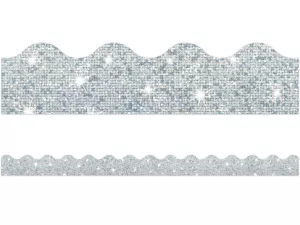 Silver Sparkle Scalloped Border
