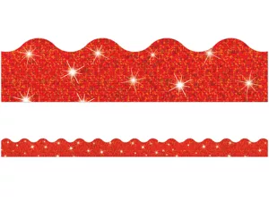 Red Sparkle Scalloped Border