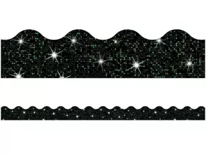 Black Sparkle Scalloped Border