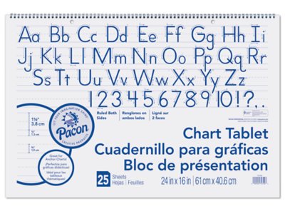 1 1/2" Ruled Landscape Chart Tablet - 24" x 16"