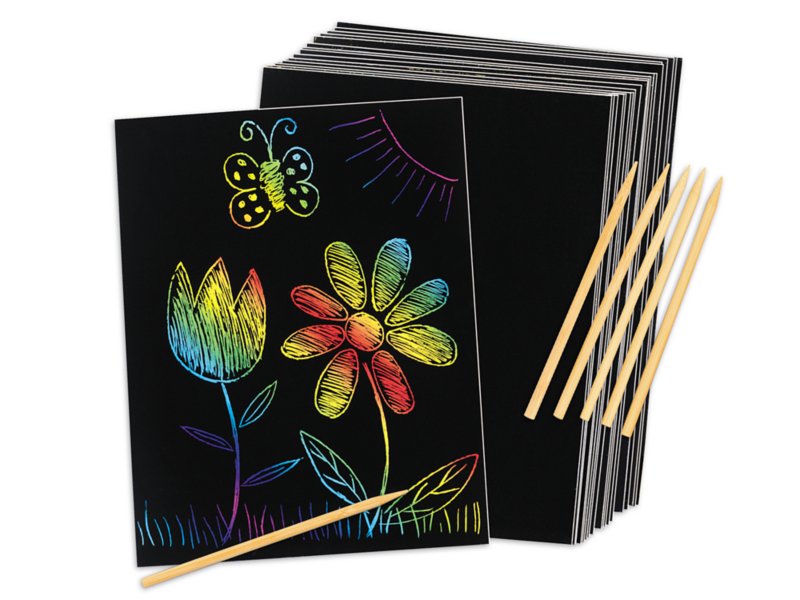 Scratch Paper Art Set, 50 Sheets Rainbow Scratch Paper Art Black