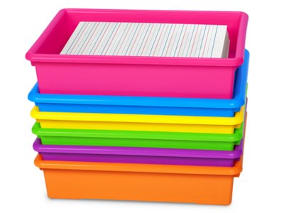 Chapter Book Library Bins™ With Dividers - Neon - 4 bins with