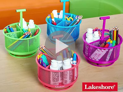 Lakeshore Neon Classroom Supply Caddies - Set of 6 Colors