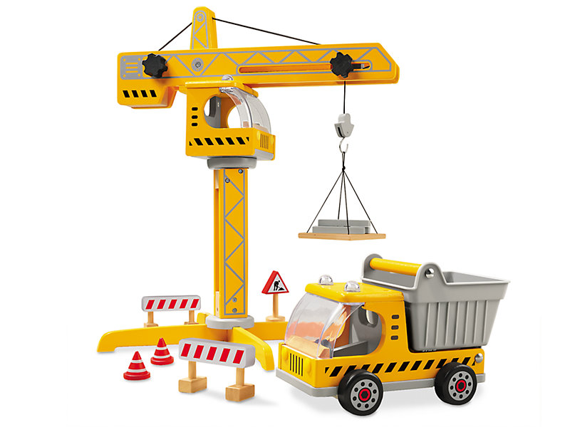 Construction Site Toy Play Set Building Crane Lift Gift Yellow Builders 5 Balls 